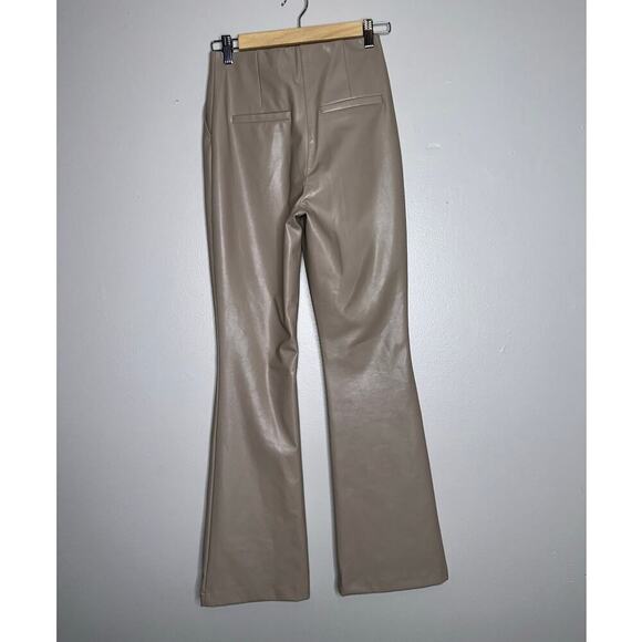Abercrombie & Fitch Curve Love Vegan Leather Kick Flare Pants Tan/Beige Size 24 - Picture 8 of 8